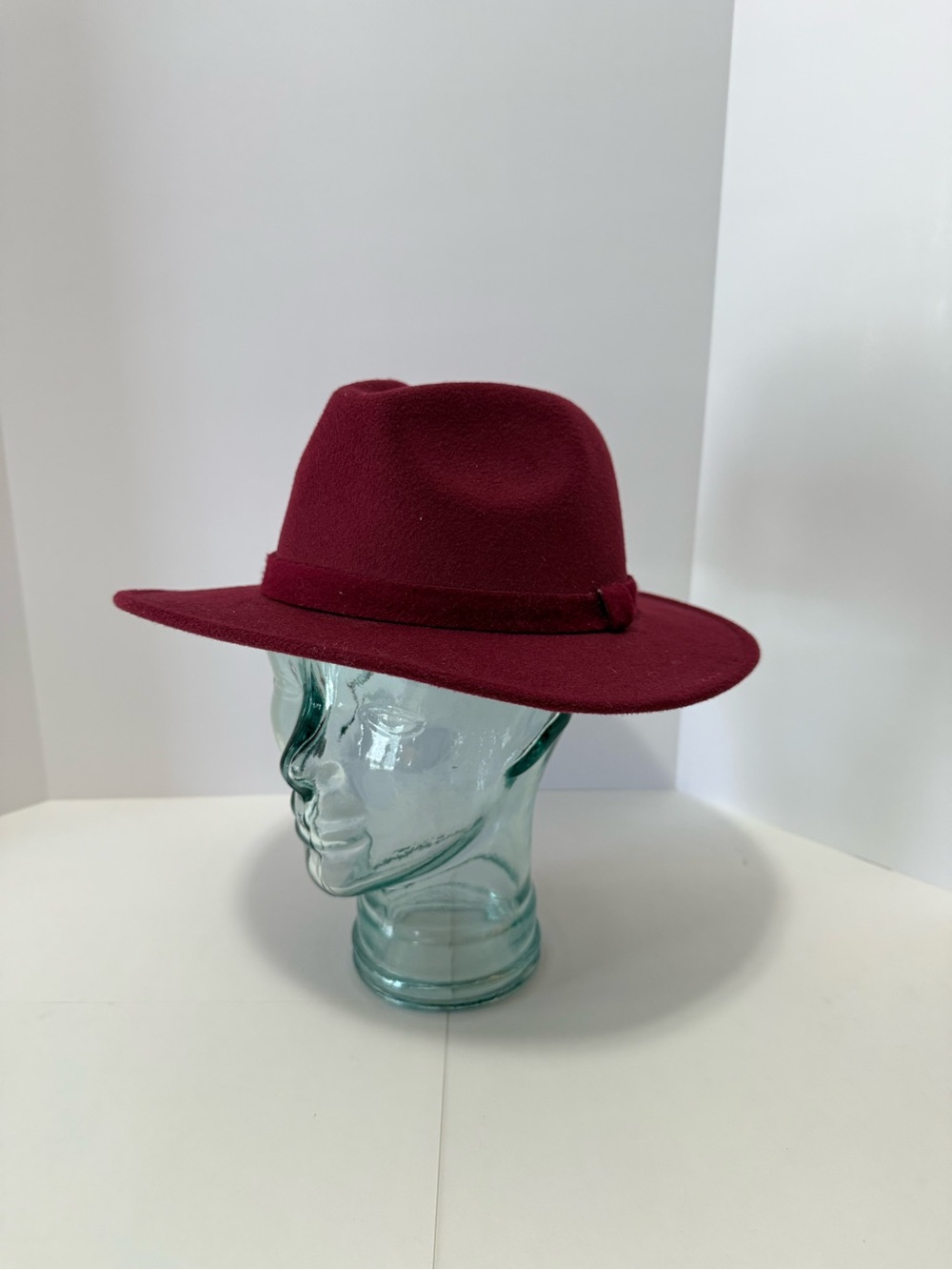 Men's Burgundy Fedora Hat with Ribbon Band